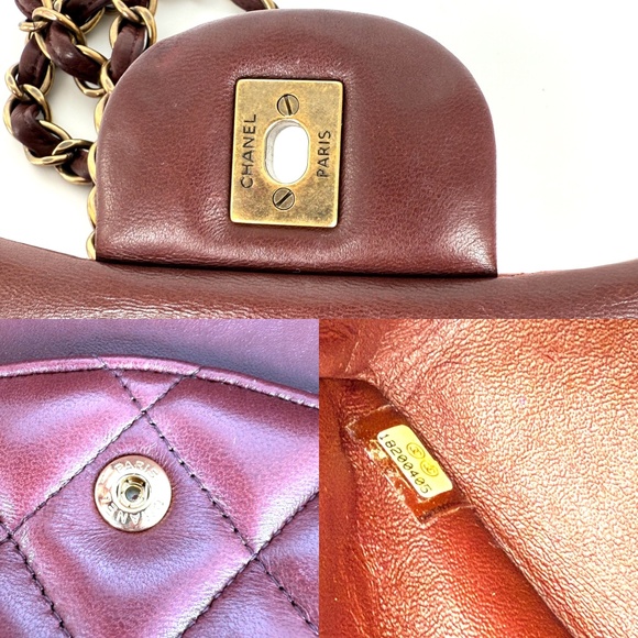 CHANEL Classic Jumbo Quilted Lambskin Tri-Color Burgundy Double Flap Bag - Picture 10 of 12